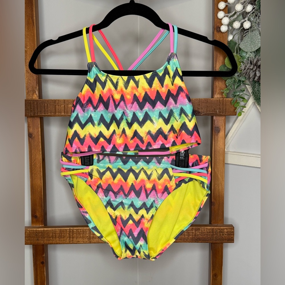 Art Class Yellow and Pink Chevron Bikini